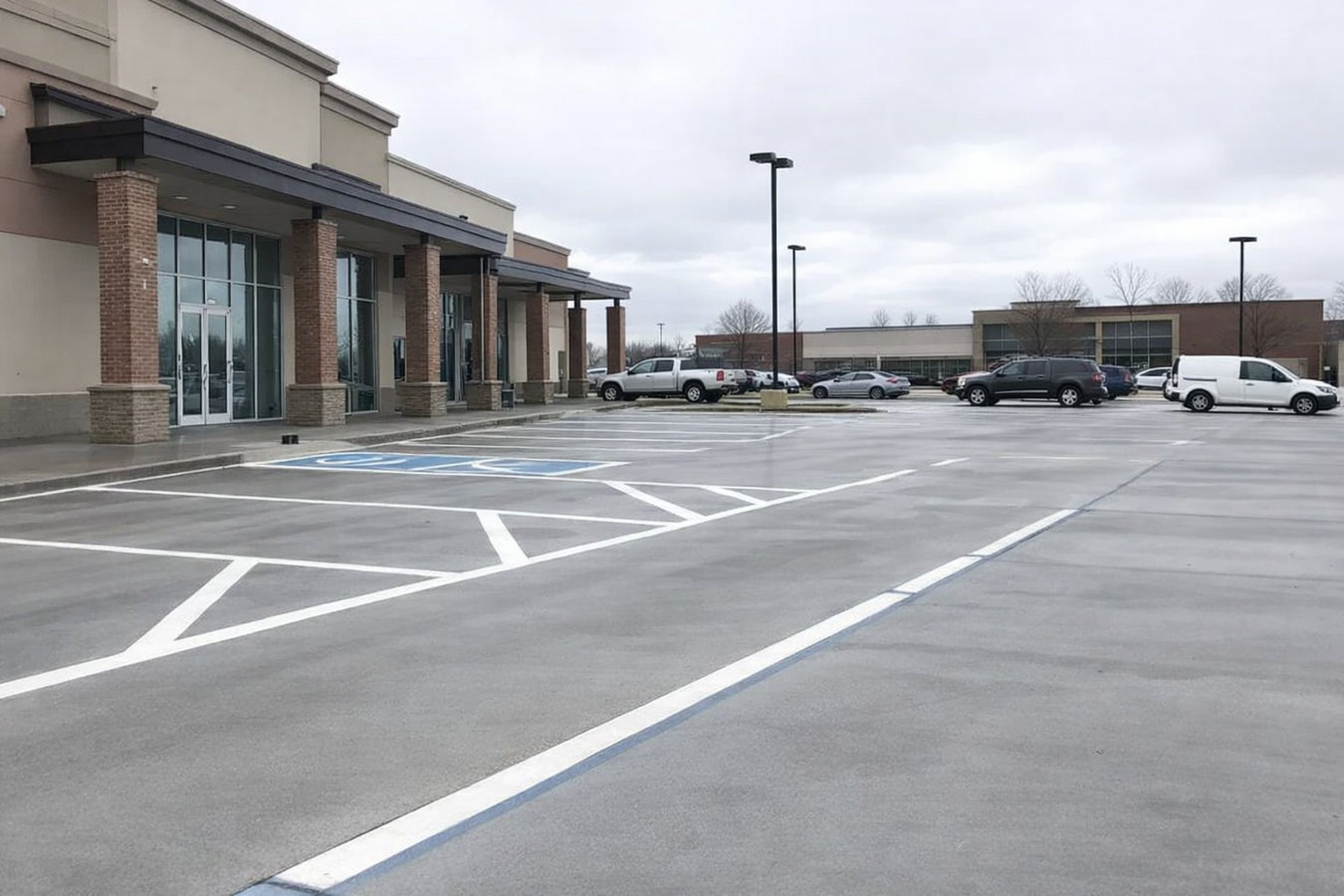 Concrete parking lot building